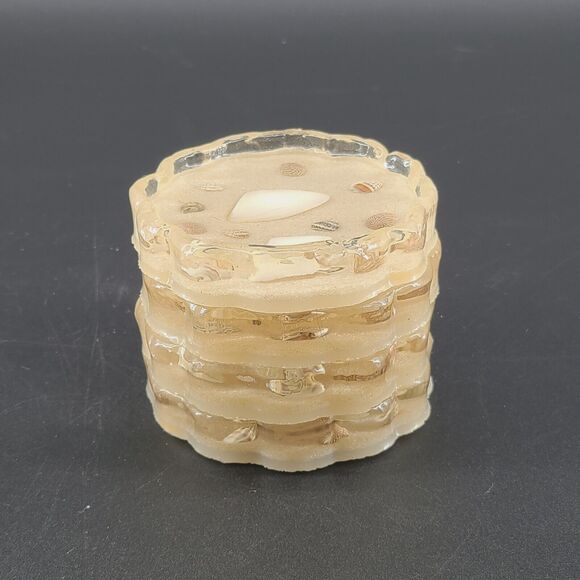 Vintage Resin Sand and Seashell Coaster Set of 4 - Picture 5 of 5